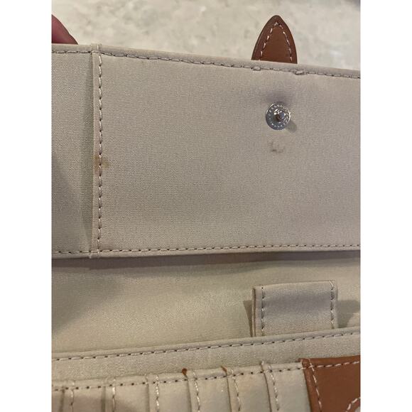 Nine & Co. Nine West Women’s Trifold Wallet Gold with Circles Brown Trim 7.5x4.5 - Picture 10 of 10